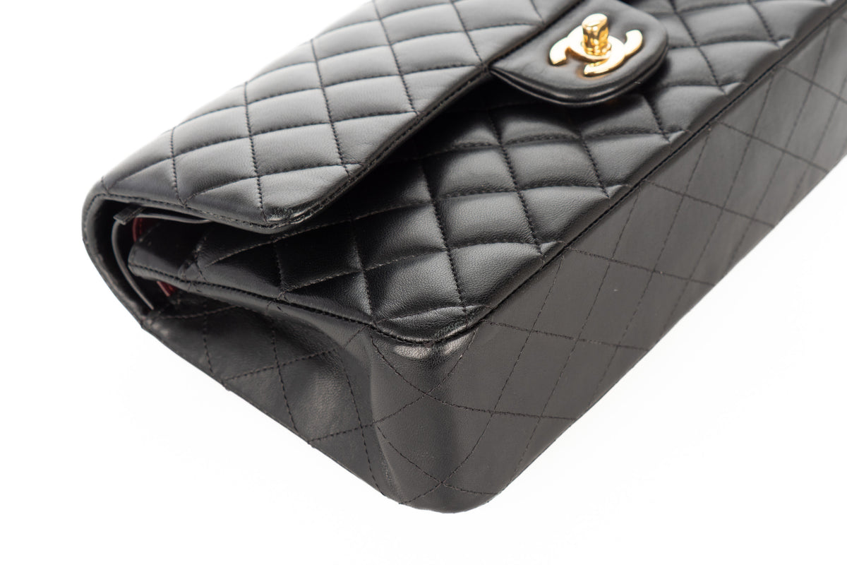 Chanel Medium Double Classic Flap Black Lambskin Gold Hardware - view 12