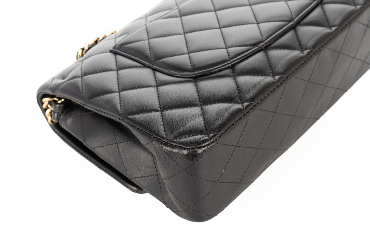 Chanel Medium Double Classic Flap Black Lambskin Gold Hardware - view 14