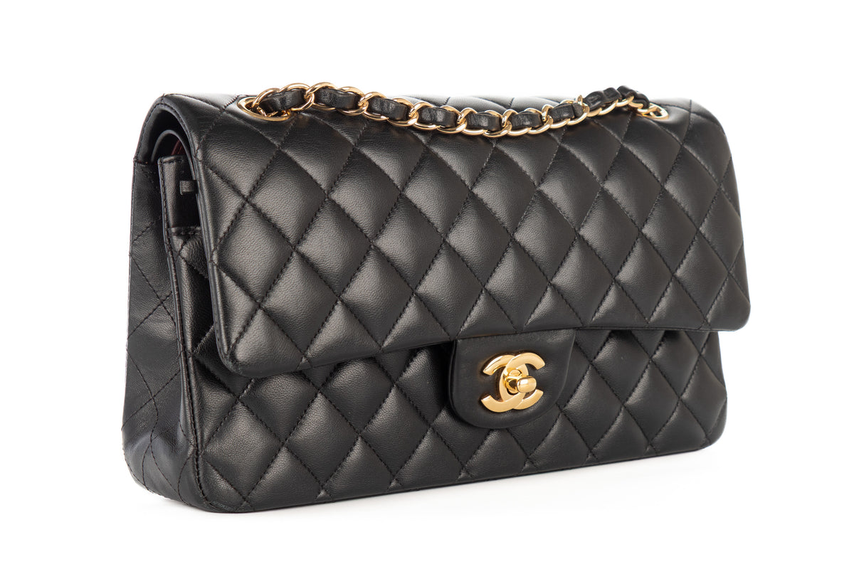 Chanel Medium Double Classic Flap Black Lambskin Gold Hardware - view 2