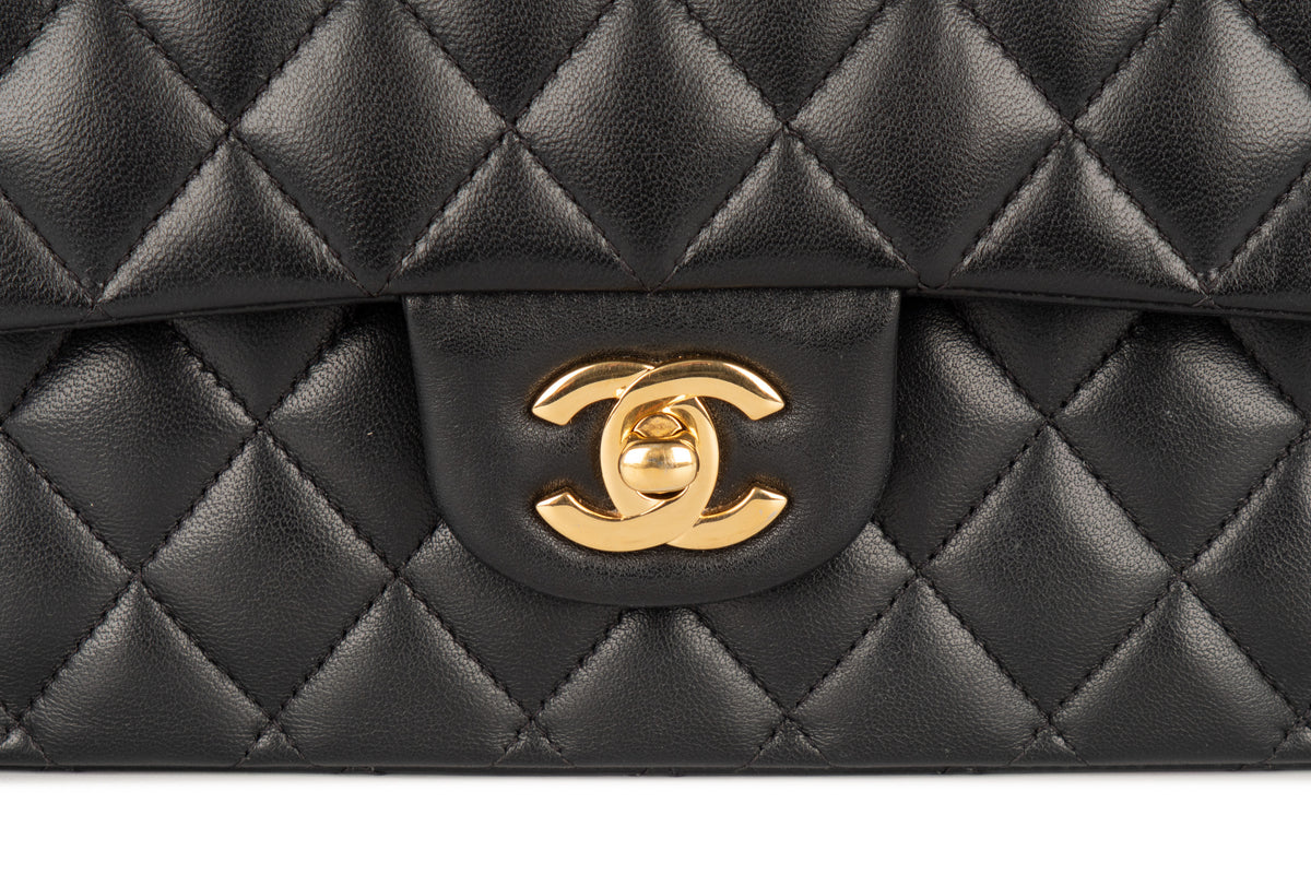 Chanel Medium Double Classic Flap Black Lambskin Gold Hardware - view 7