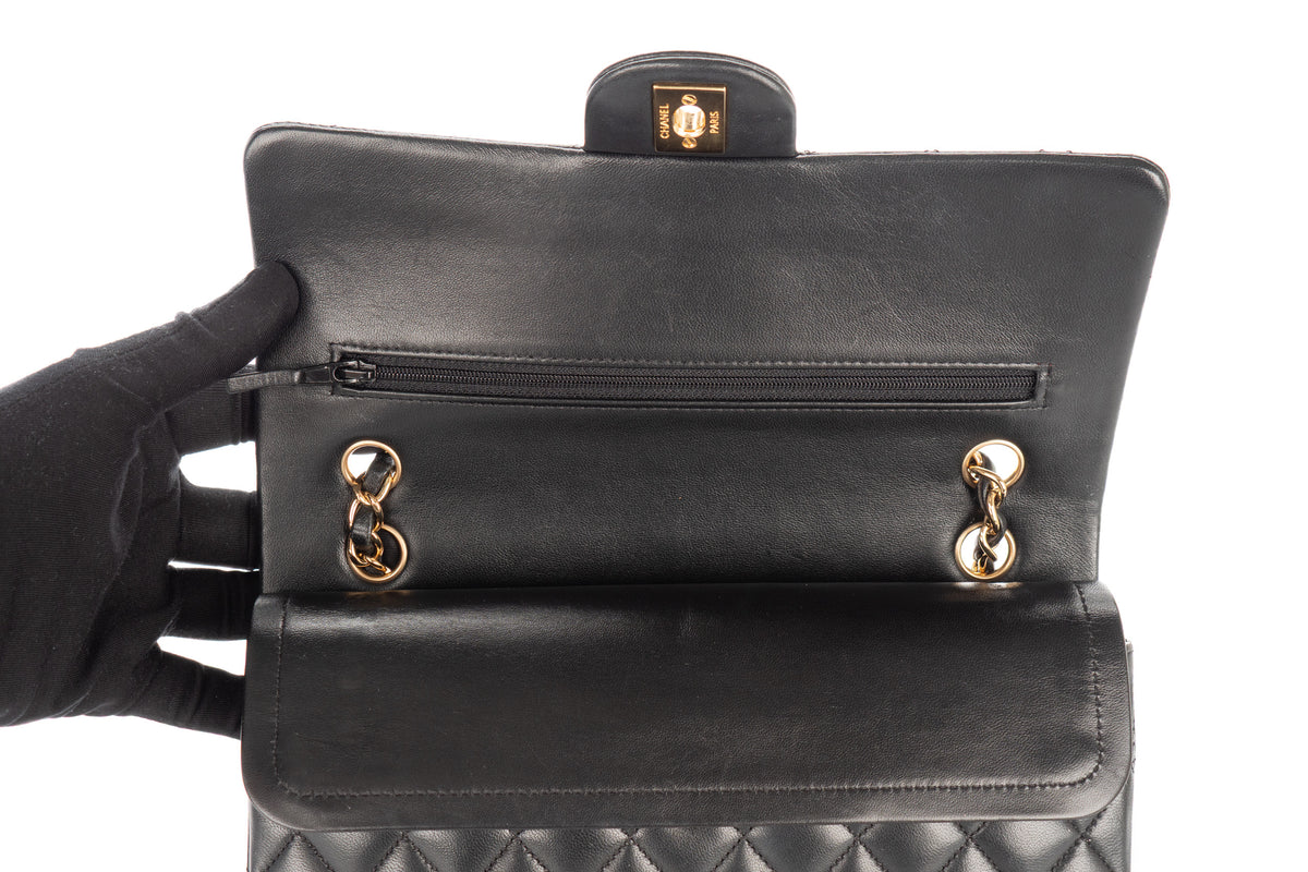 Chanel Medium Double Classic Flap Black Lambskin Gold Hardware - view 9