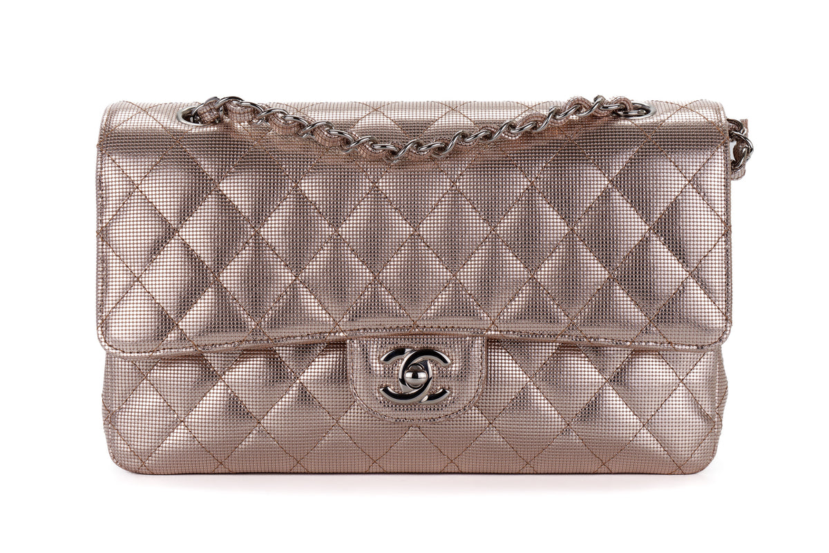 Chanel Medium Double Flap Quilted Pixel Effect Calfskin Silver Hardware - view 1