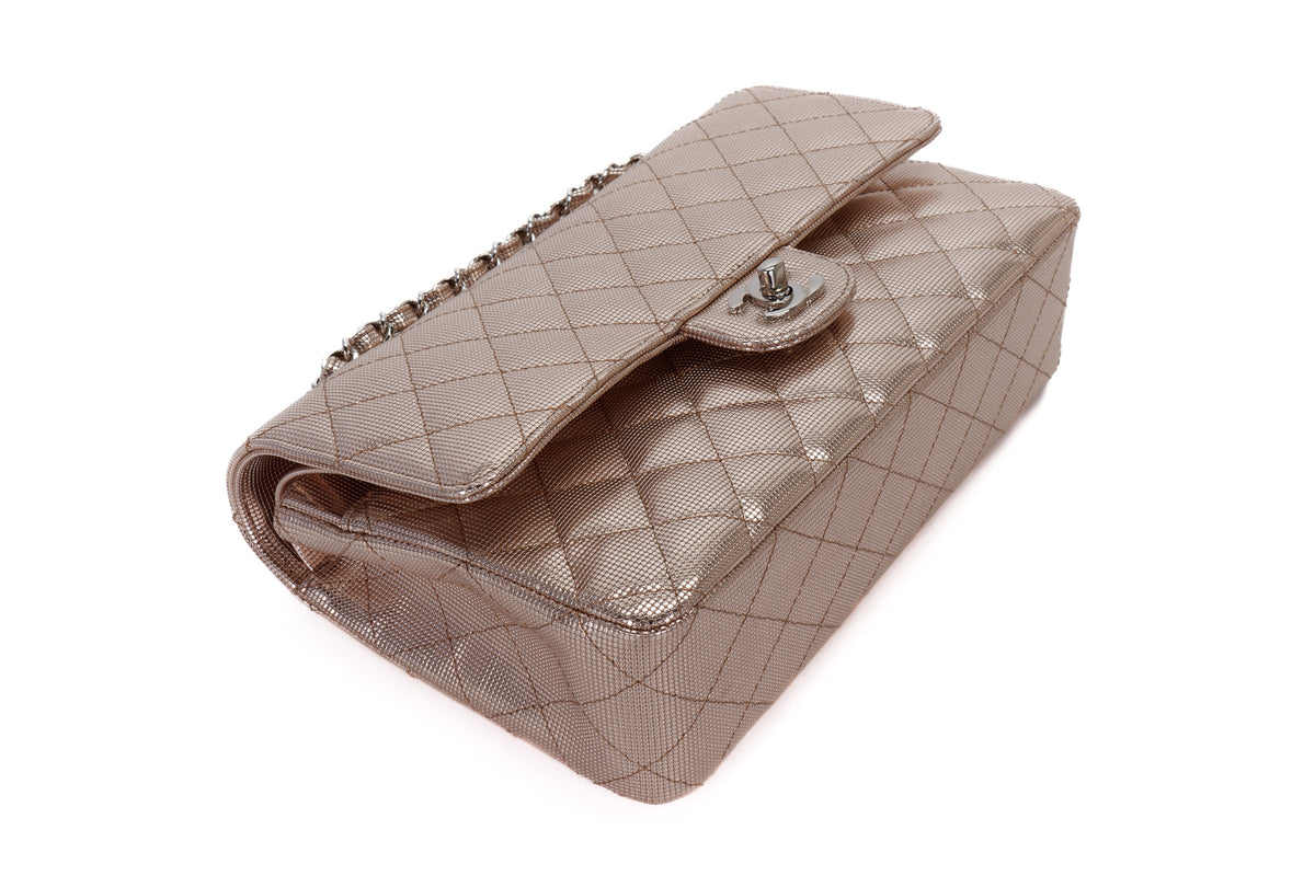 Chanel Medium Double Flap Quilted Pixel Effect Calfskin Silver Hardware - view 12