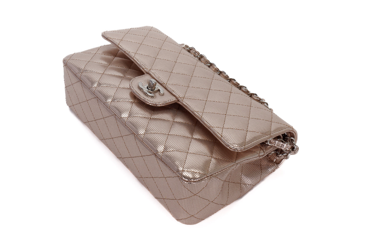 Chanel Medium Double Flap Quilted Pixel Effect Calfskin Silver Hardware - view 13
