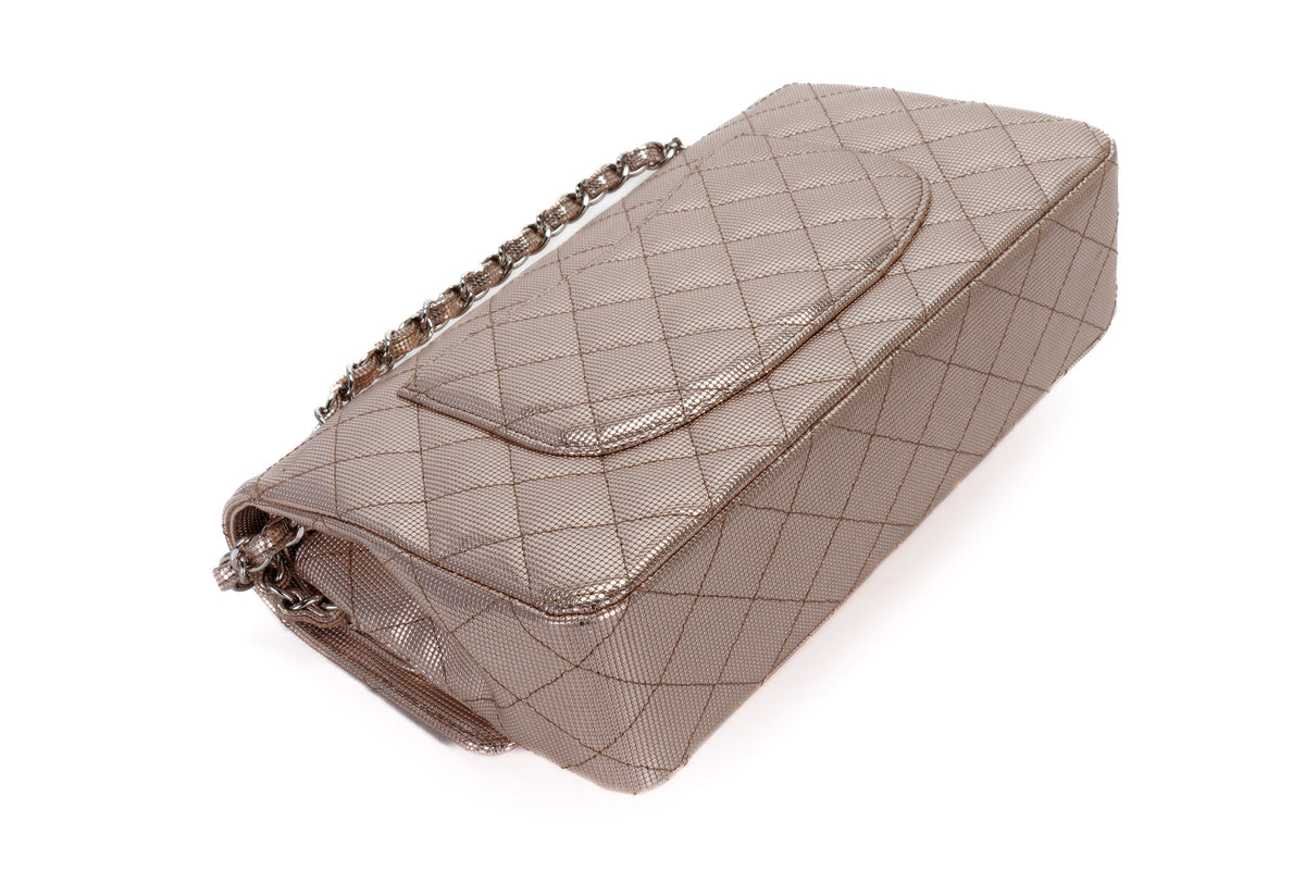 Chanel Medium Double Flap Quilted Pixel Effect Calfskin Silver Hardware - view 14