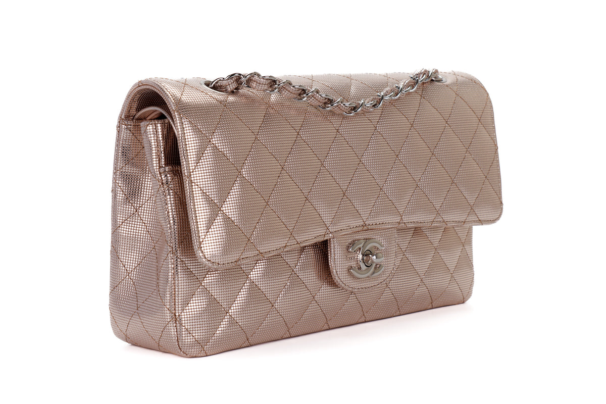 Chanel Medium Double Flap Quilted Pixel Effect Calfskin Silver Hardware - view 2