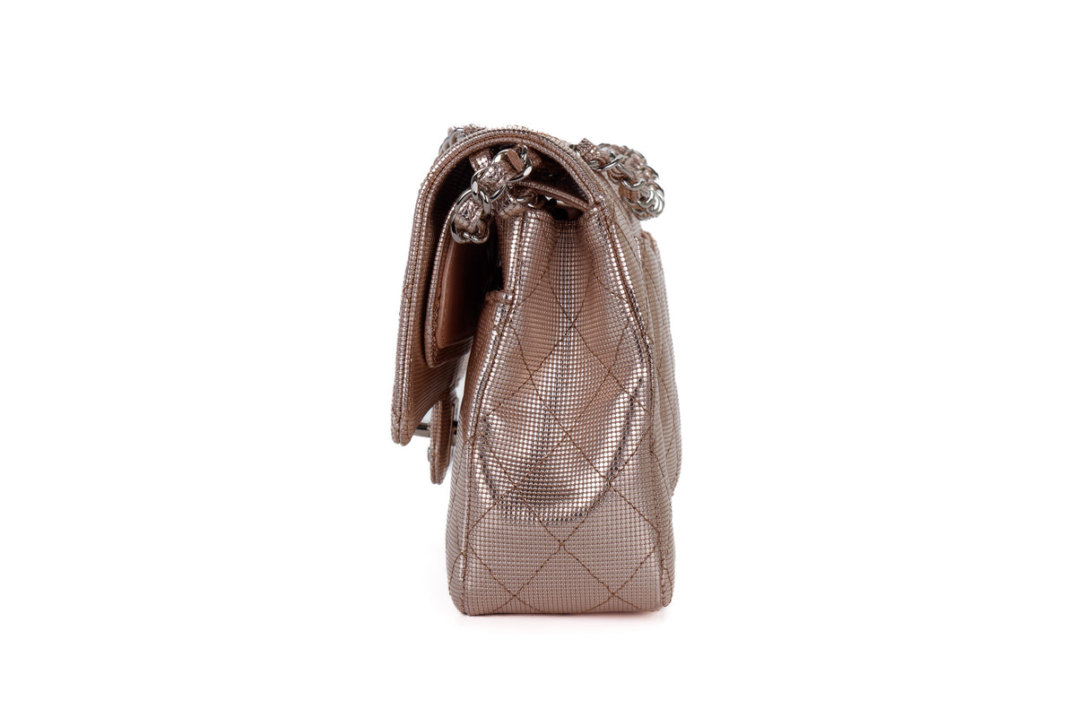 Chanel Medium Double Flap Quilted Pixel Effect Calfskin Silver Hardware - view 4