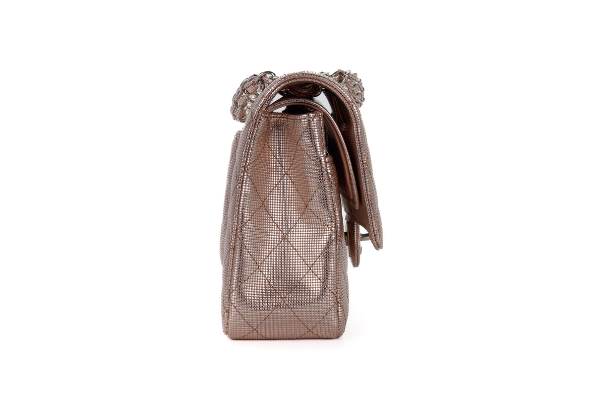 Chanel Medium Double Flap Quilted Pixel Effect Calfskin Silver Hardware - view 5