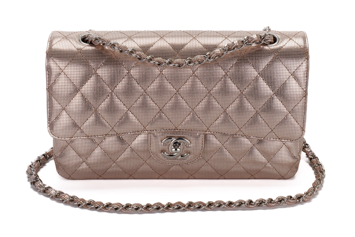 Chanel Medium Double Flap Quilted Pixel Effect Calfskin Silver Hardware - view 8