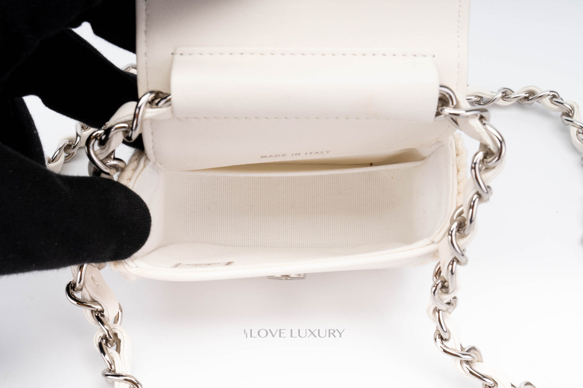 Chanel Micro Bag White Lambskin - view 10