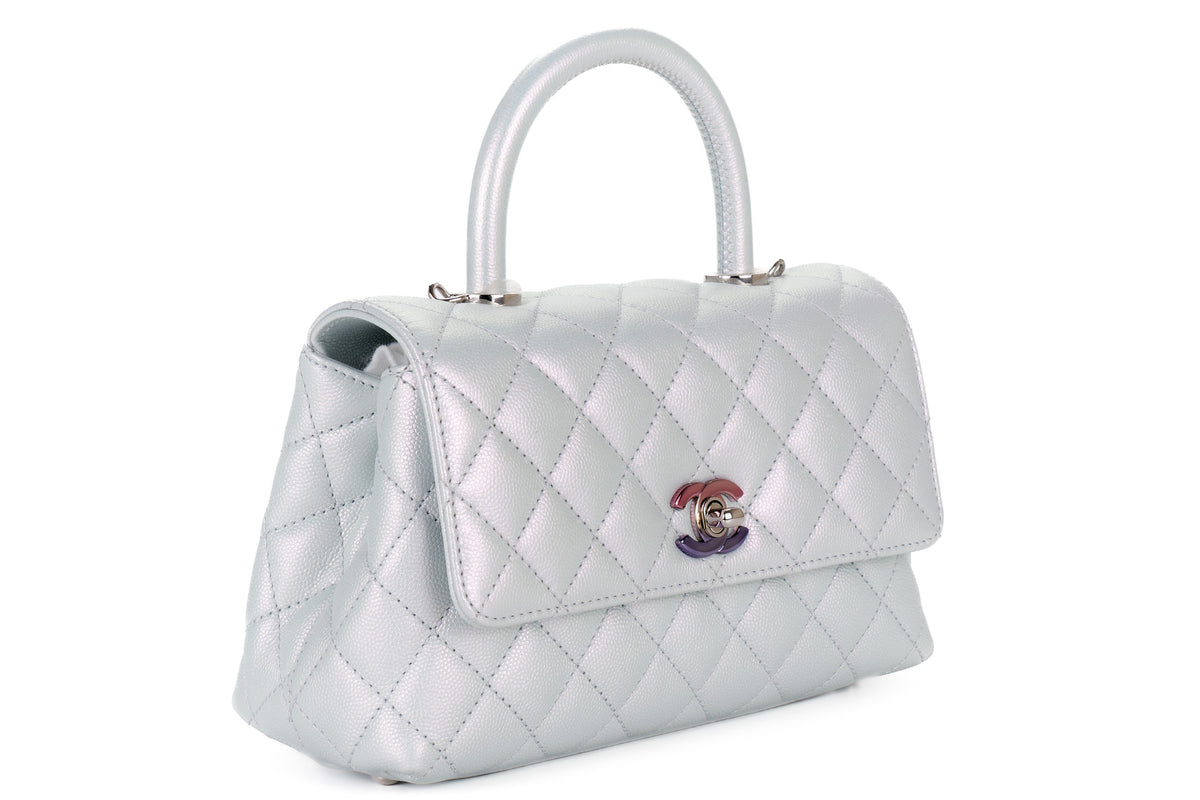 Chanel Mini Coco Handle Iridescent Purple Caviar Rainbow Hardware - view 2