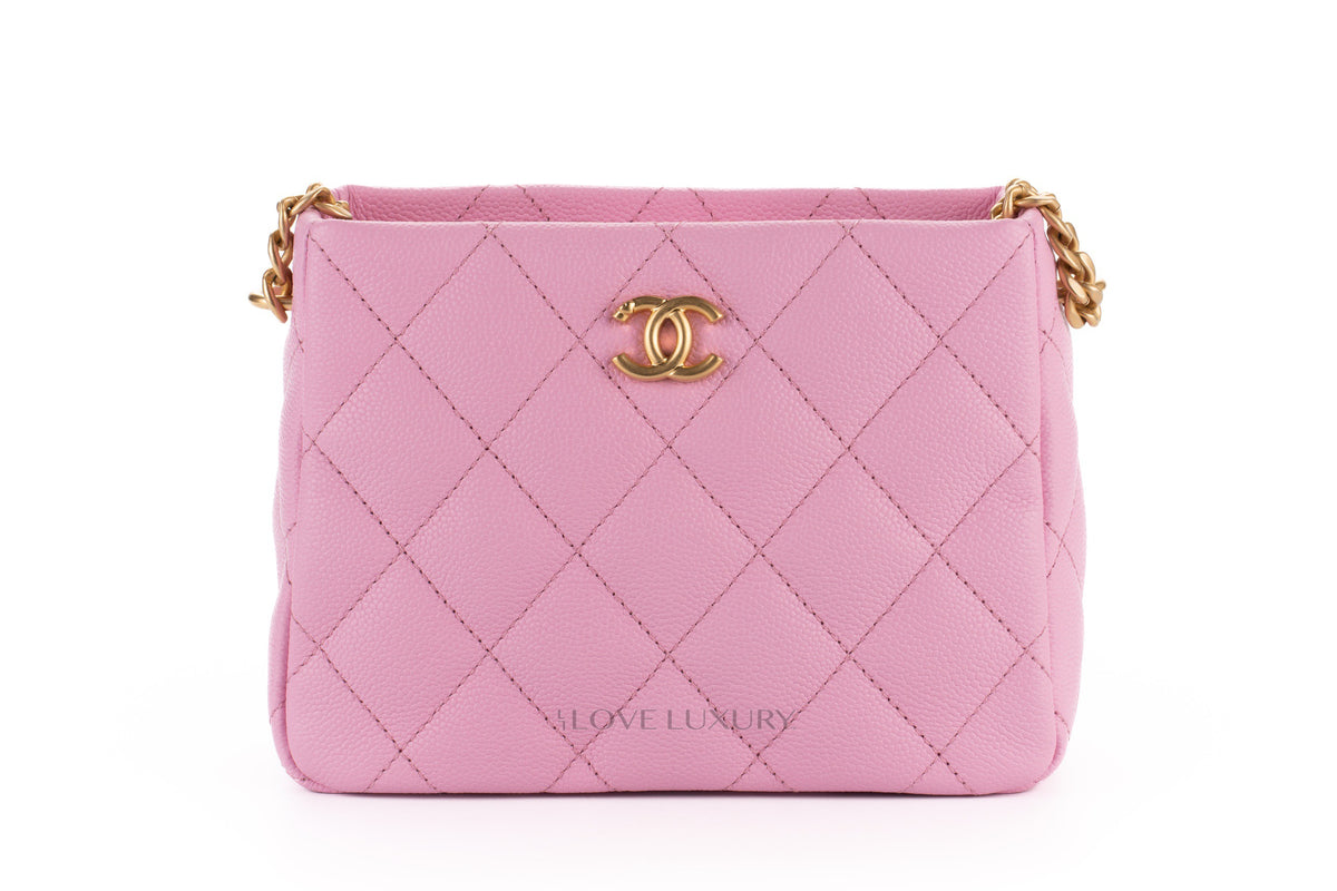 Chanel Mini Hobo Pearl Crush Pink Caviar Gold Hardware - view 1