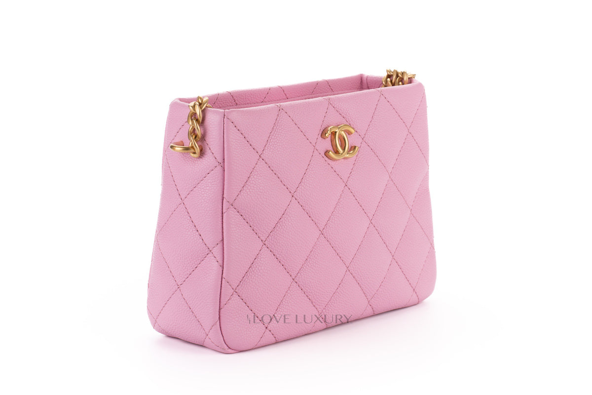 Chanel Mini Hobo Pearl Crush Pink Caviar Gold Hardware - view 2