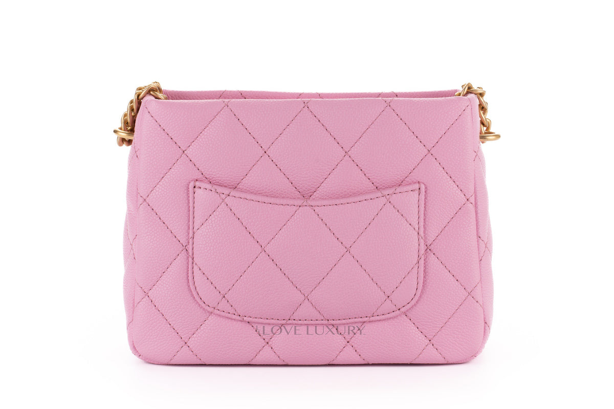 Chanel Mini Hobo Pearl Crush Pink Caviar Gold Hardware - view 3