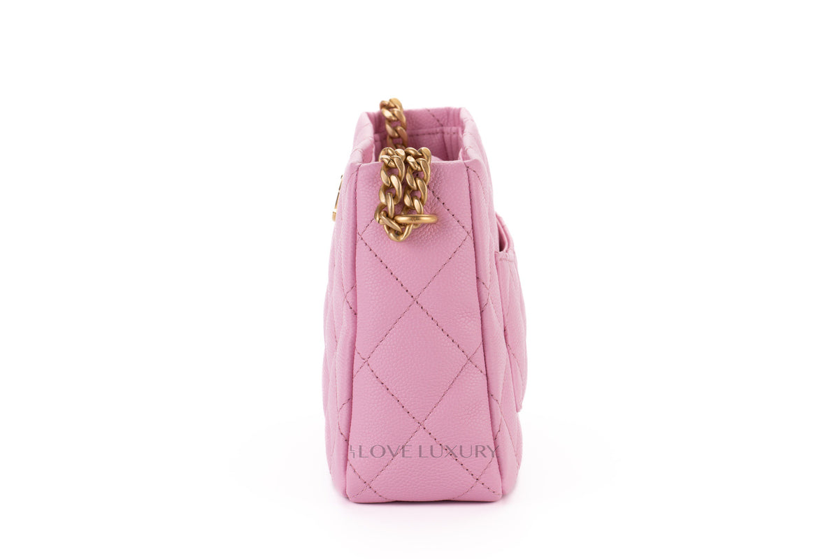 Chanel Mini Hobo Pearl Crush Pink Caviar Gold Hardware - view 4