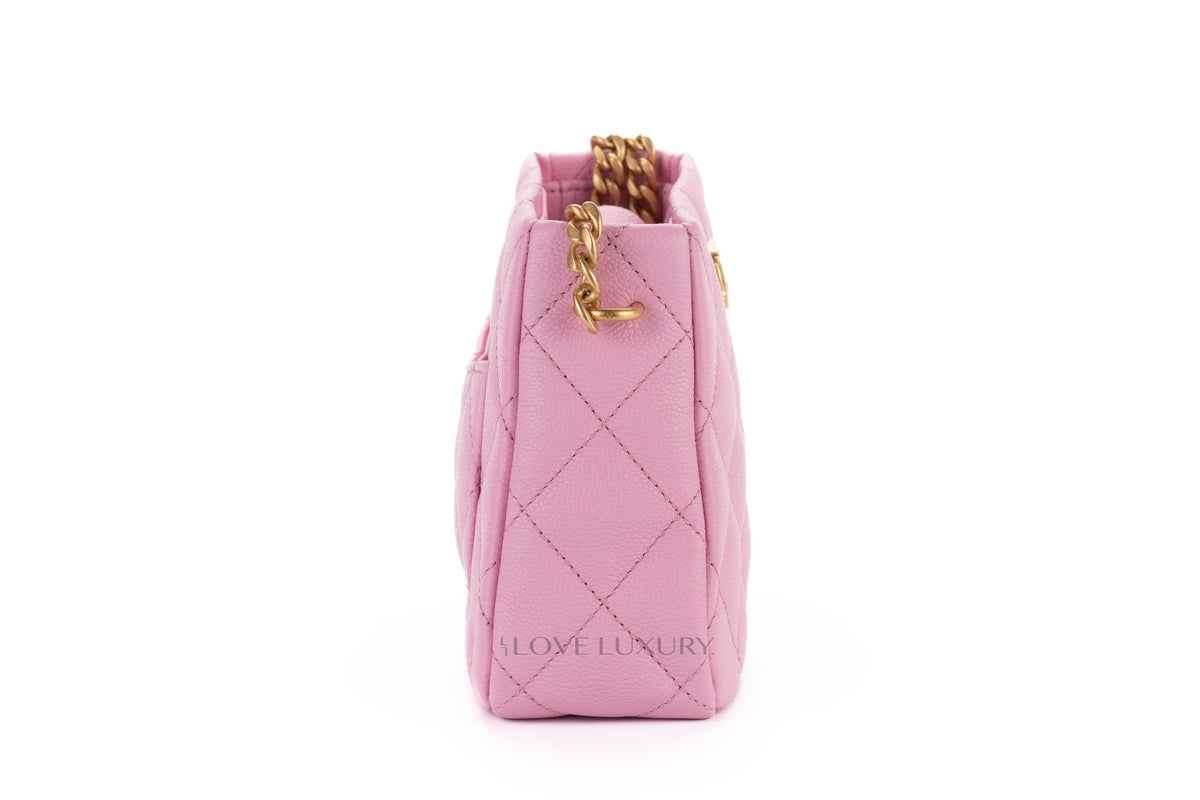 Chanel Mini Hobo Pearl Crush Pink Caviar Gold Hardware - view 5