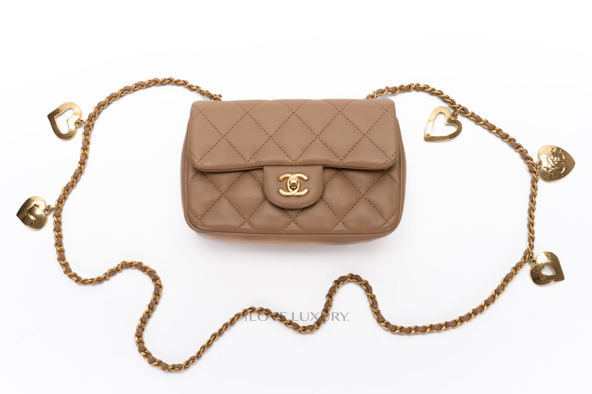 Chanel Mini Rectangular Bag Beige Lambskin Light Gold Hardware - view 10