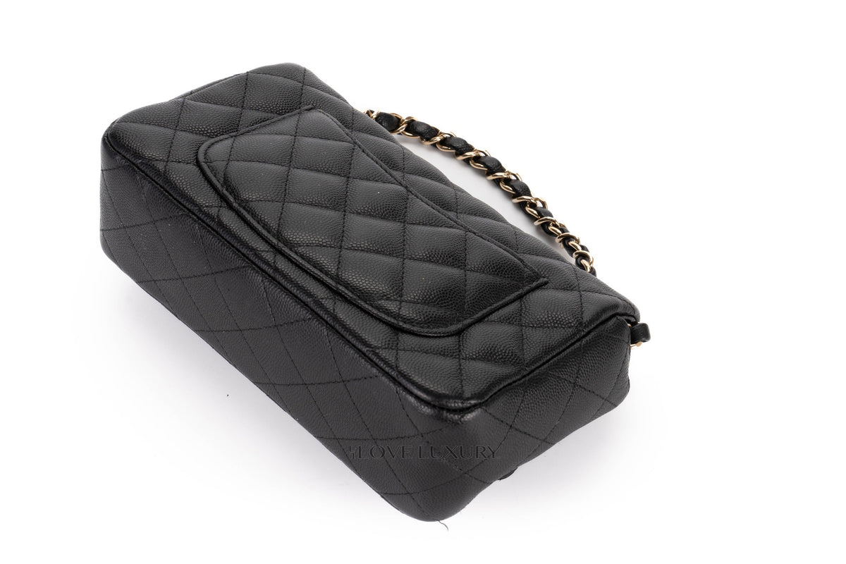 Chanel Mini Rectangular Bag Black Caviar Gold Hardware - view 14