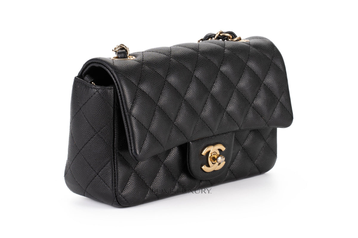 Chanel Mini Rectangular Bag Black Caviar Gold Hardware - view 2