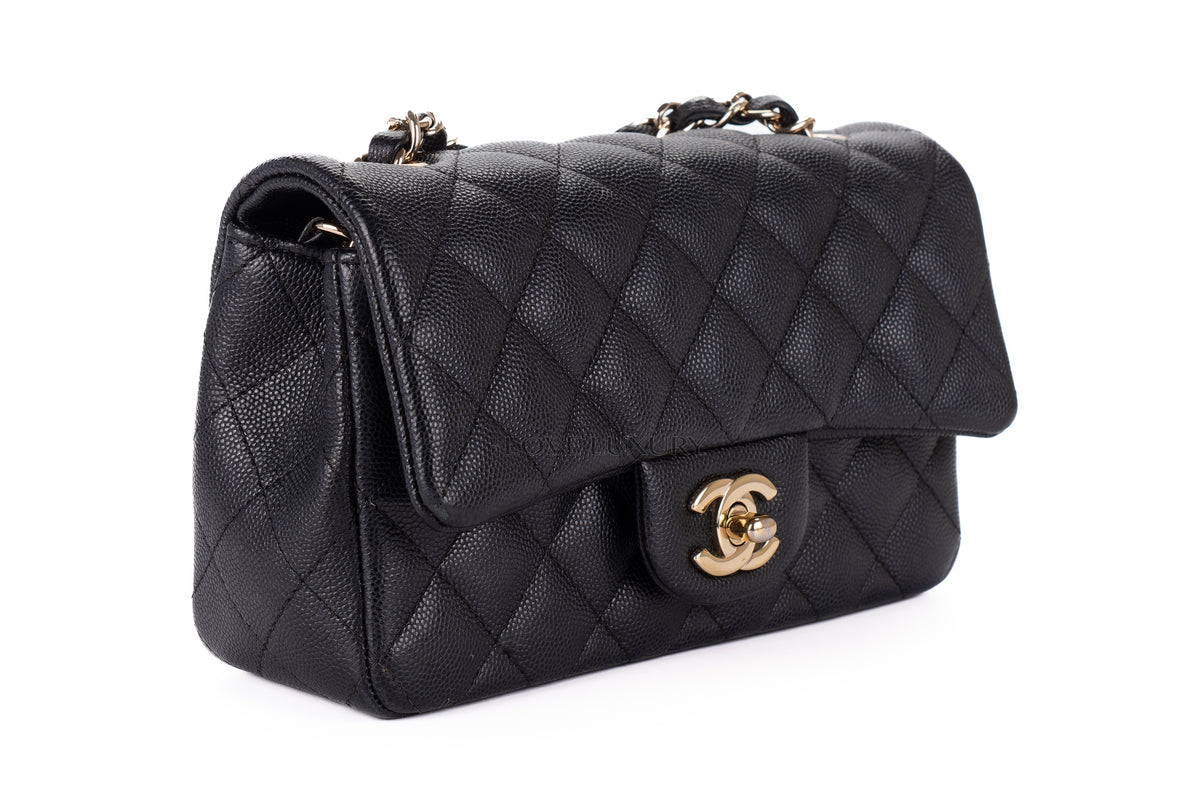 Chanel Mini Rectangular Bag Black Caviar Gold Hardware - view 2