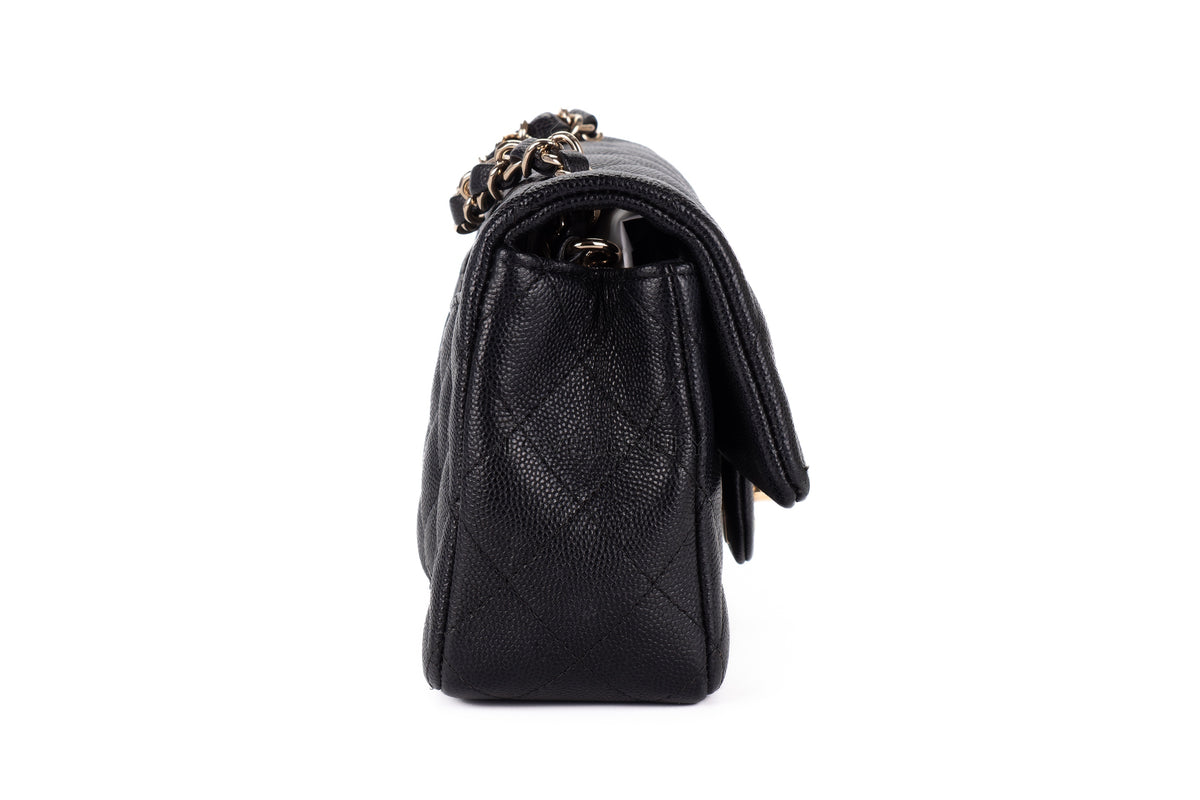 Chanel Mini Rectangular Bag Black Caviar Gold Hardware - view 5