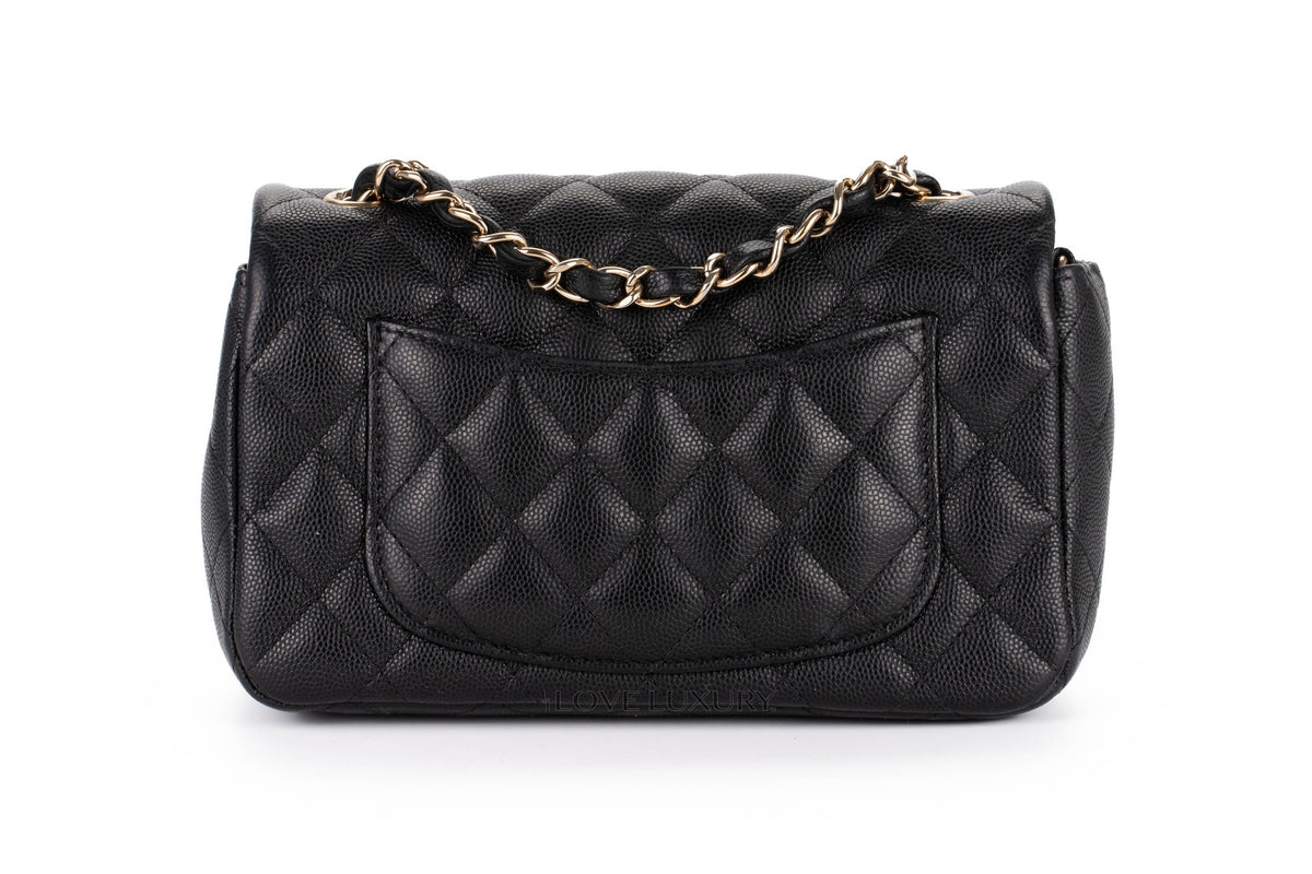 Chanel Mini Rectangular Bag Black Caviar Gold Hardware - view 3