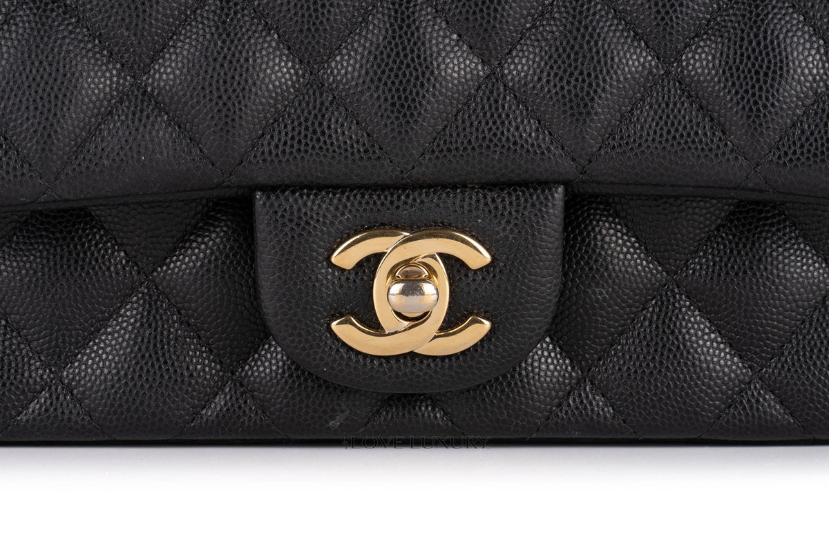 Chanel Mini Rectangular Bag Black Caviar Gold Hardware - view 7