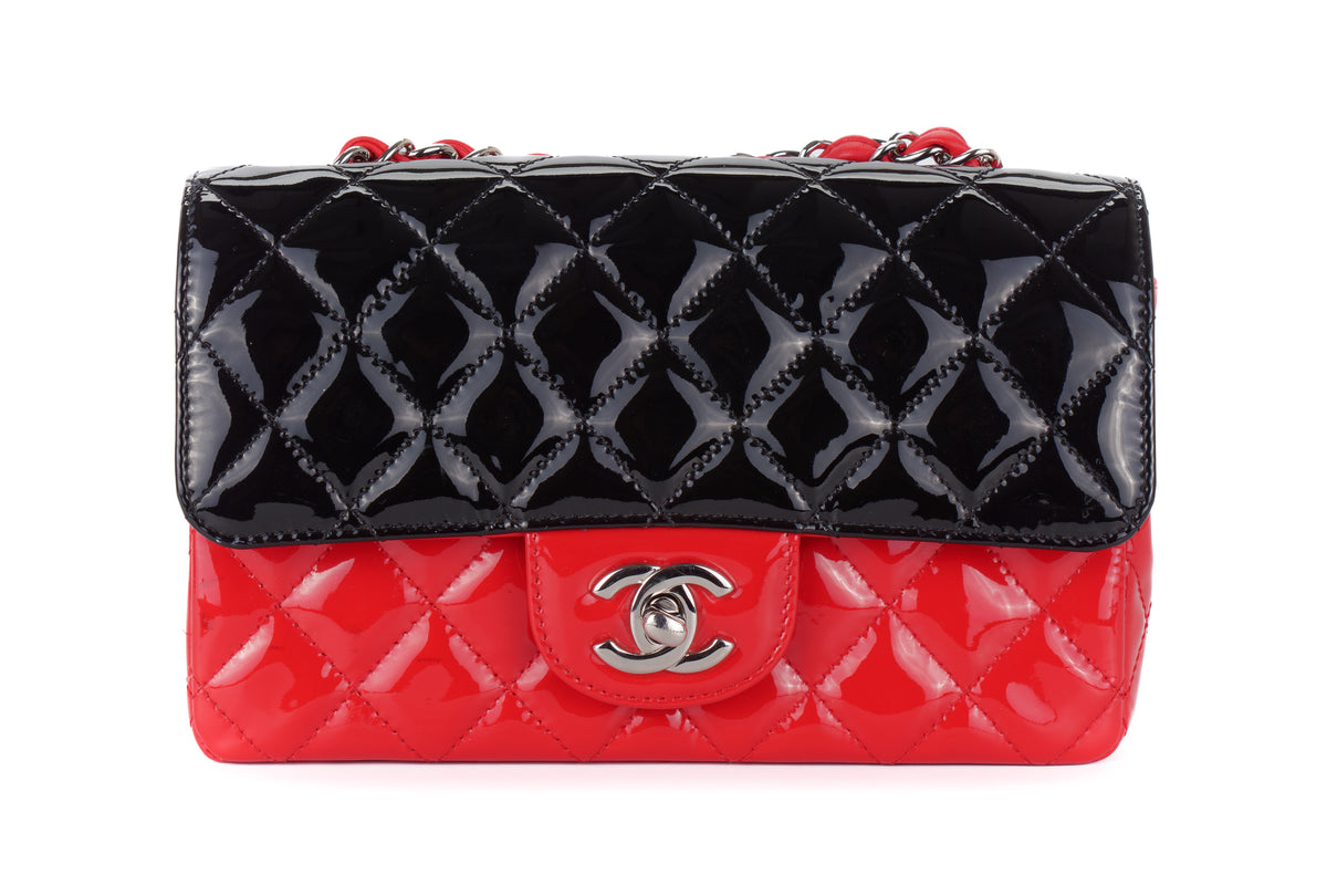 Chanel Mini Rectangular Bag Black/Red Patent Silver Hardware - view 1