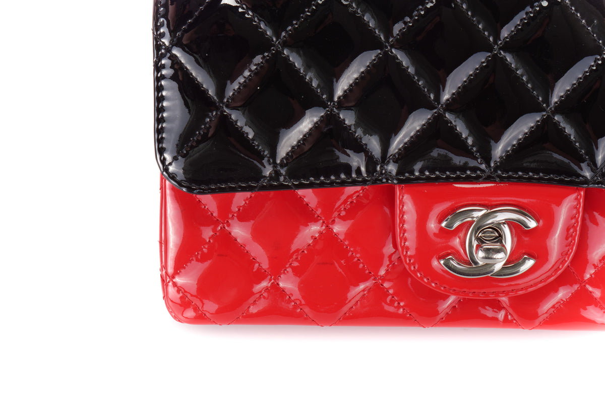 Chanel Mini Rectangular Bag Black/Red Patent Silver Hardware - view 15