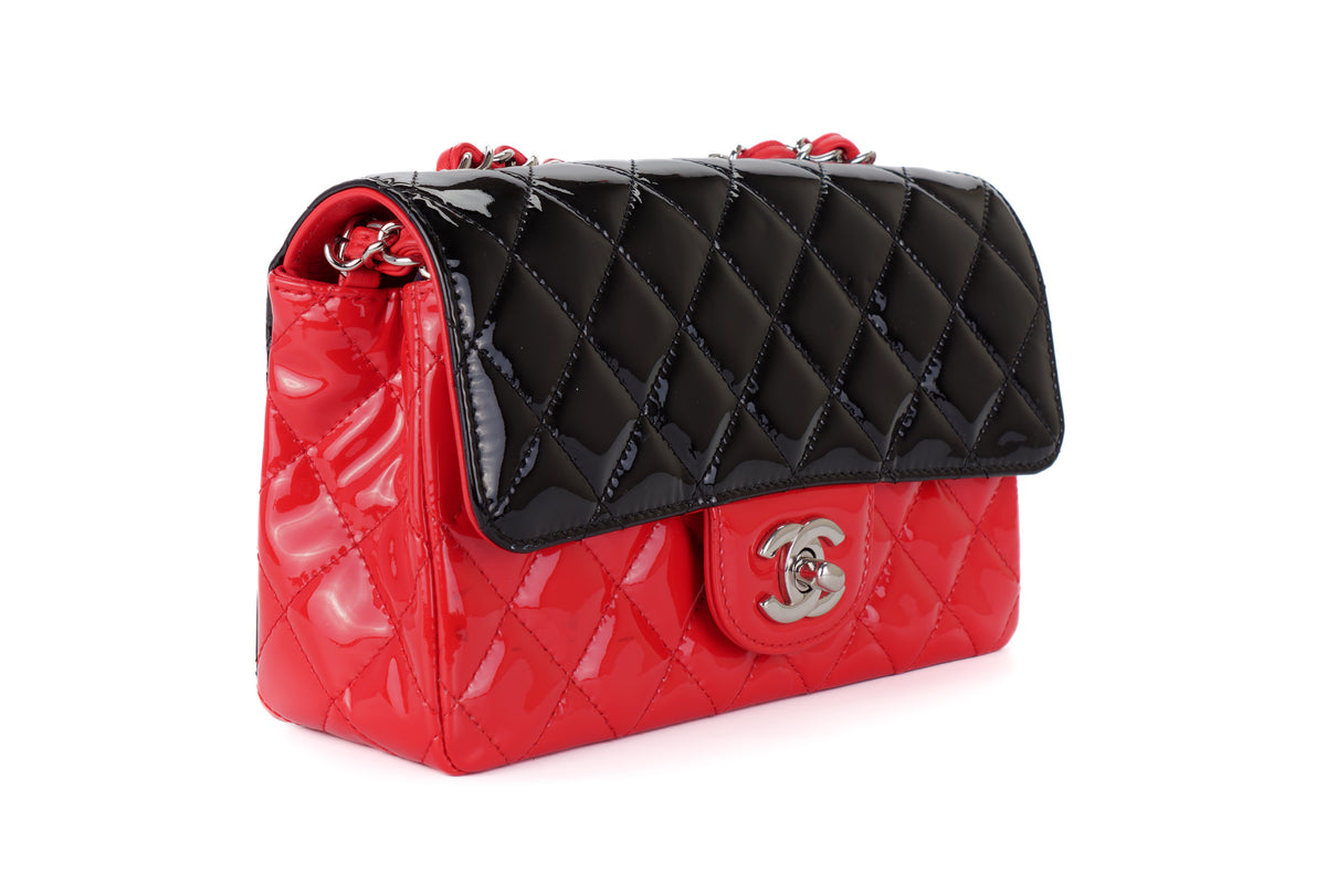 Chanel Mini Rectangular Bag Black/Red Patent Silver Hardware - view 2