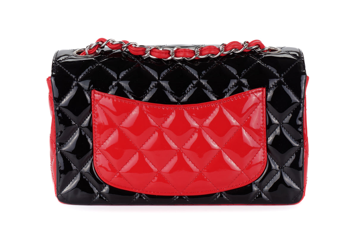 Chanel Mini Rectangular Bag Black/Red Patent Silver Hardware - view 3