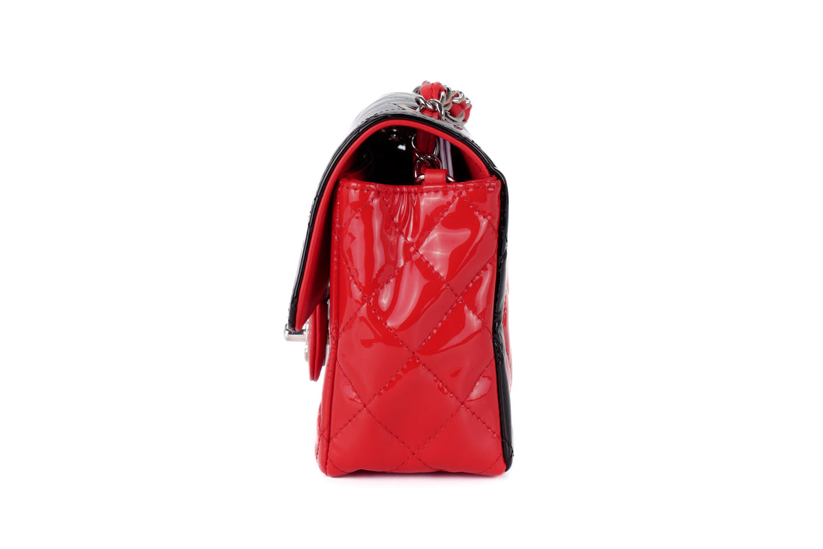 Chanel Mini Rectangular Bag Black/Red Patent Silver Hardware - view 4