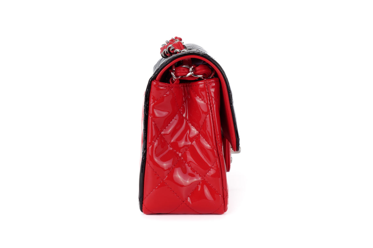 Chanel Mini Rectangular Bag Black/Red Patent Silver Hardware - view 5