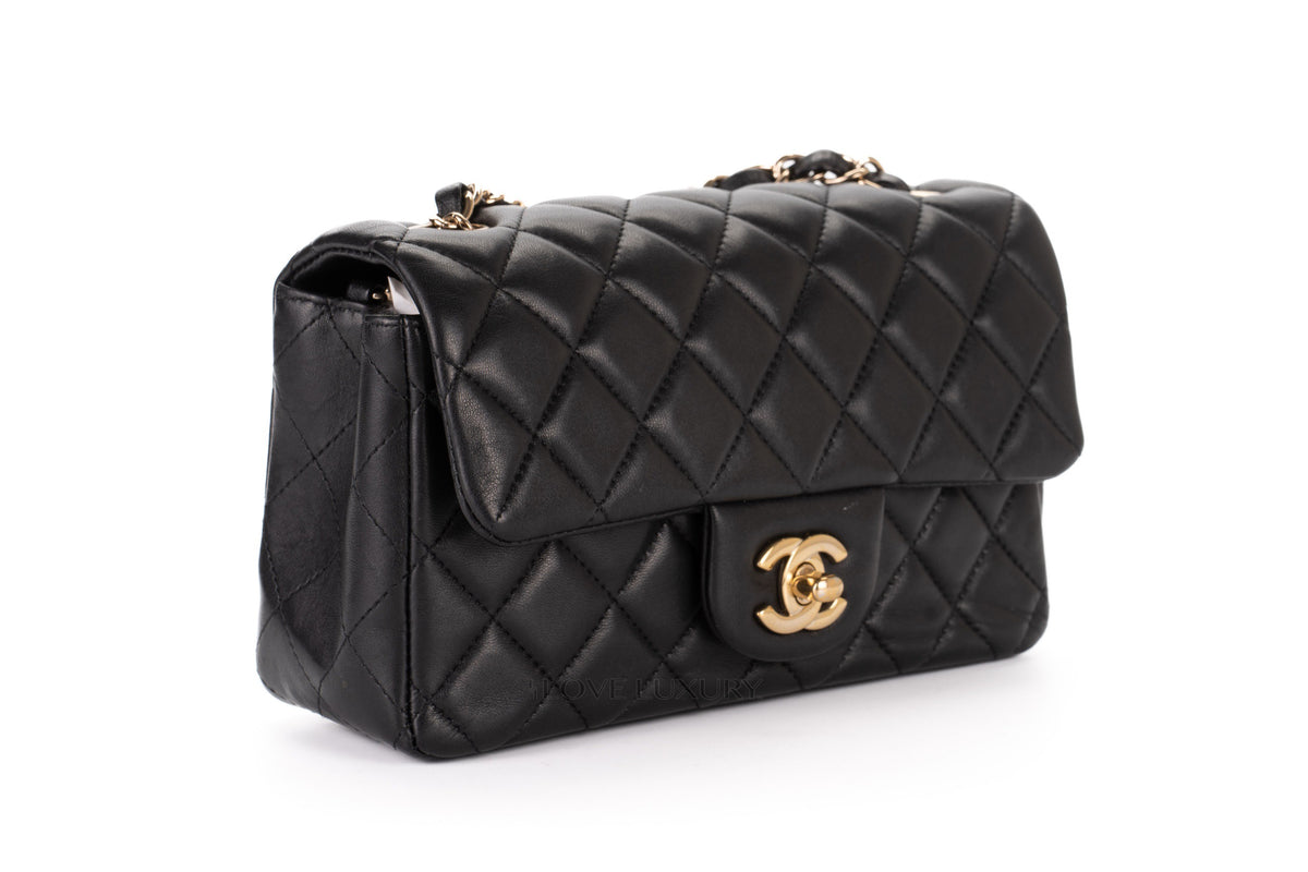 Chanel Mini Rectangular Bag Black Lambskin Gold Hardware - view 2