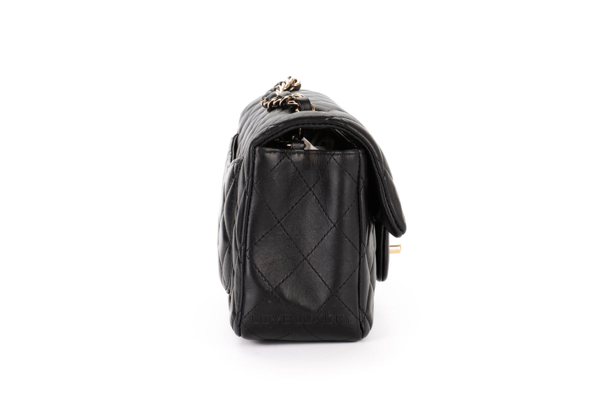 Chanel Mini Rectangular Bag Black Lambskin Gold Hardware - view 5