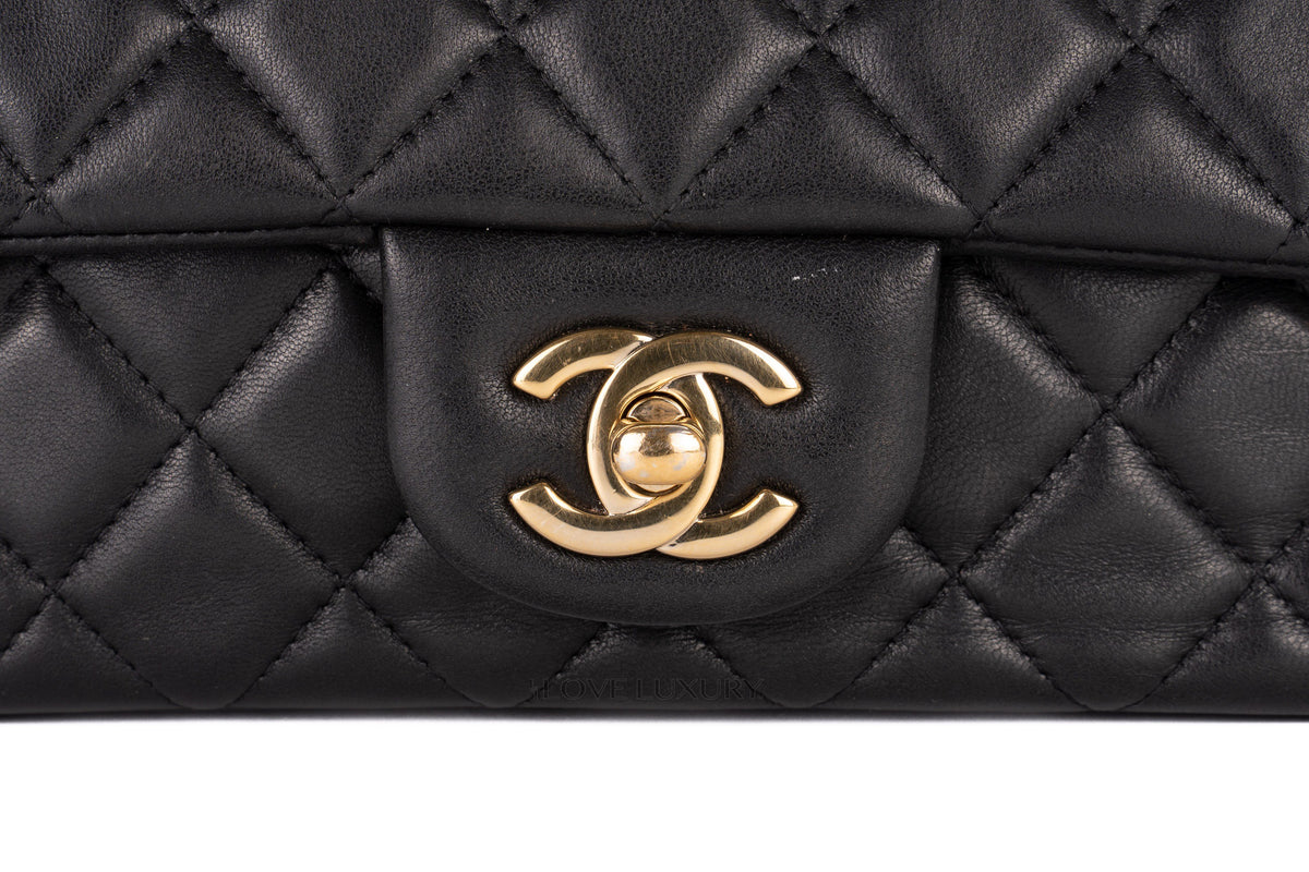 Chanel Mini Rectangular Bag Black Lambskin Gold Hardware - view 7