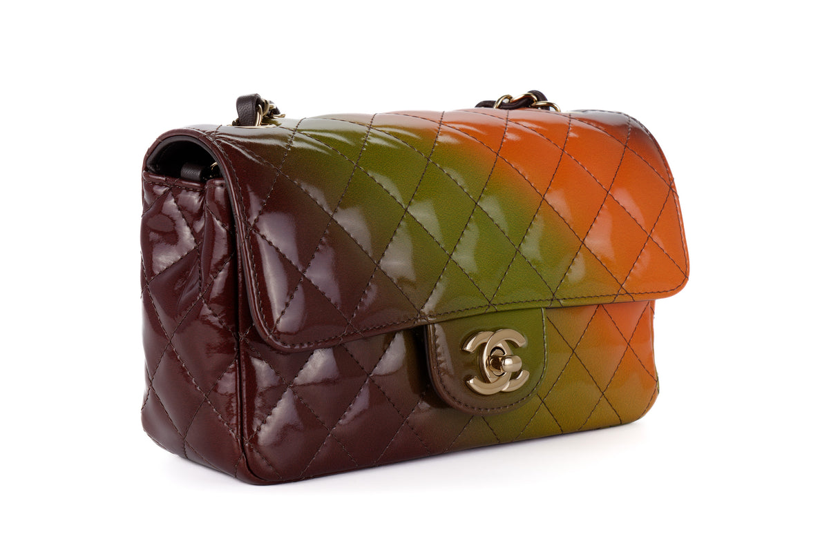 Chanel Mini Rectangular Bag Rainbow Patent Light Gold Hardware - view 2