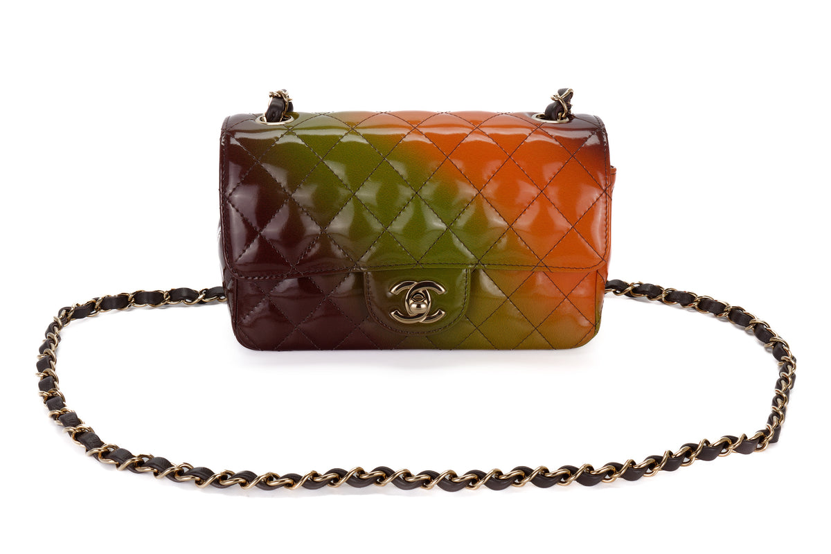 Chanel Mini Rectangular Bag Rainbow Patent Light Gold Hardware - view 7