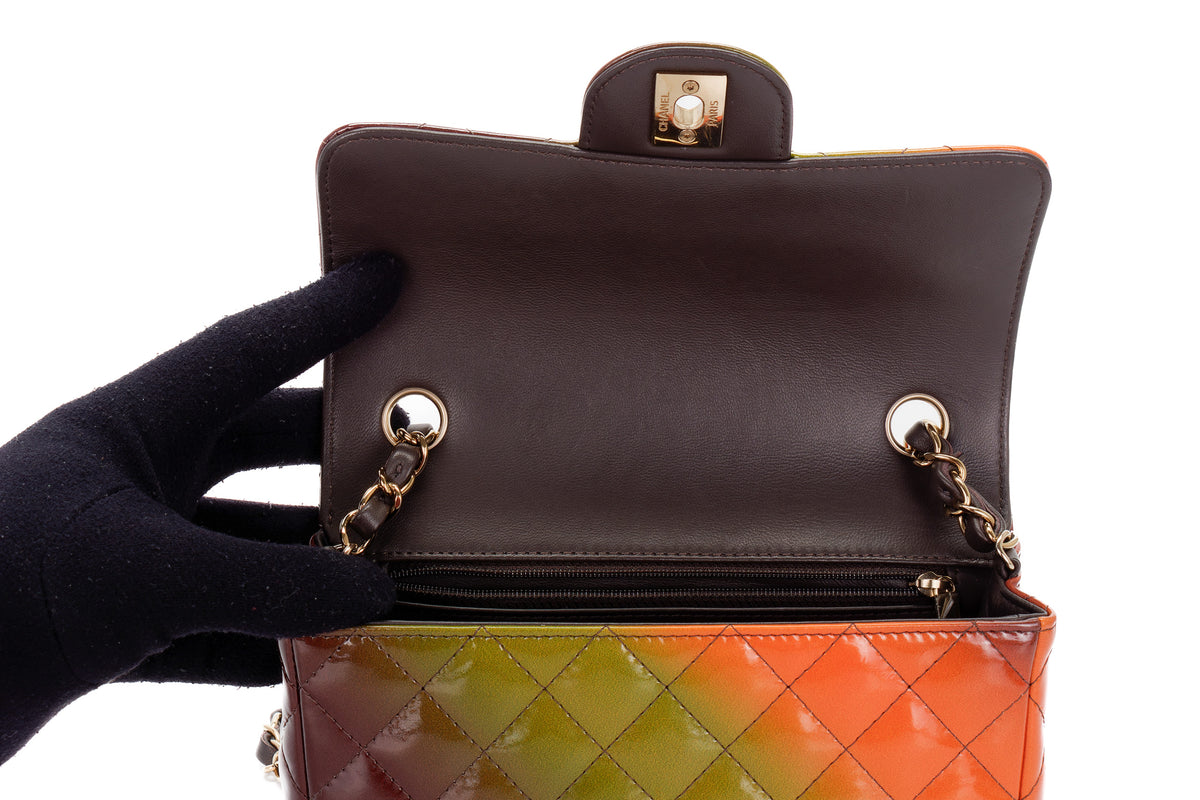 Chanel Mini Rectangular Bag Rainbow Patent Light Gold Hardware - view 8