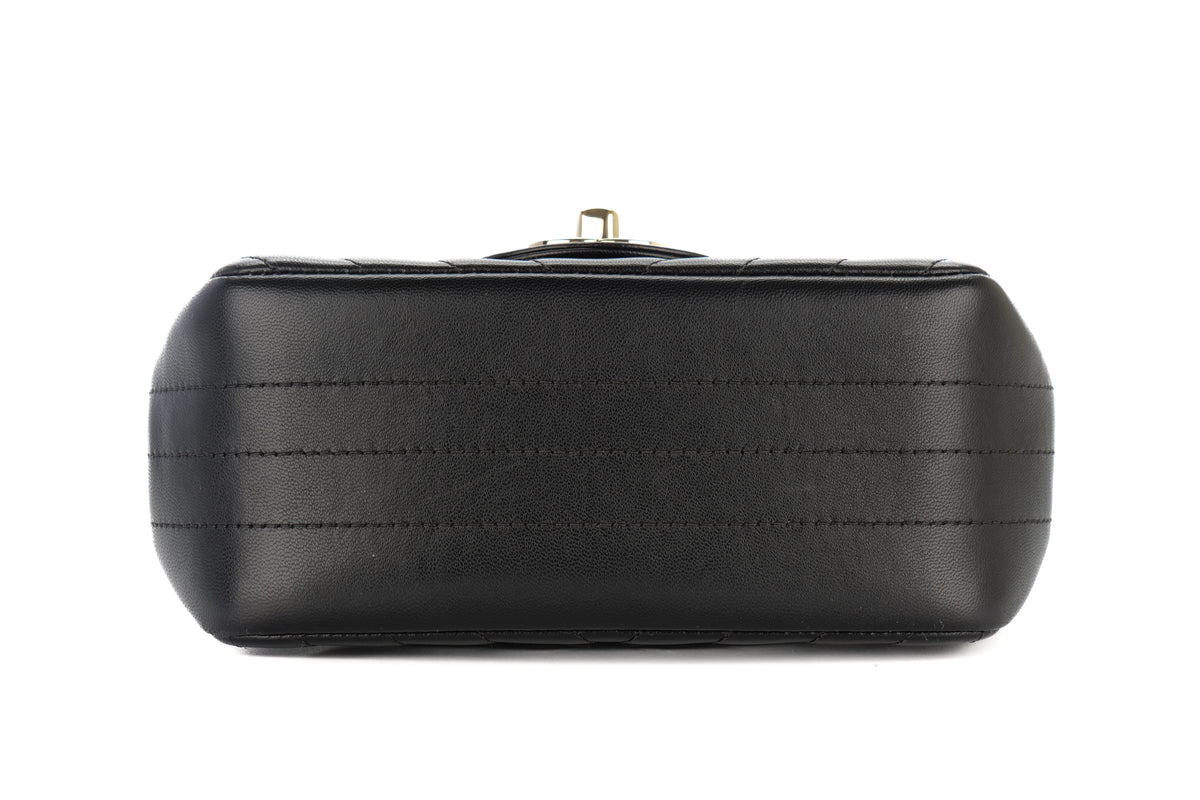 Chanel Mini Square Bag Chevron Black Lambskin Champagne Hardware - view 6