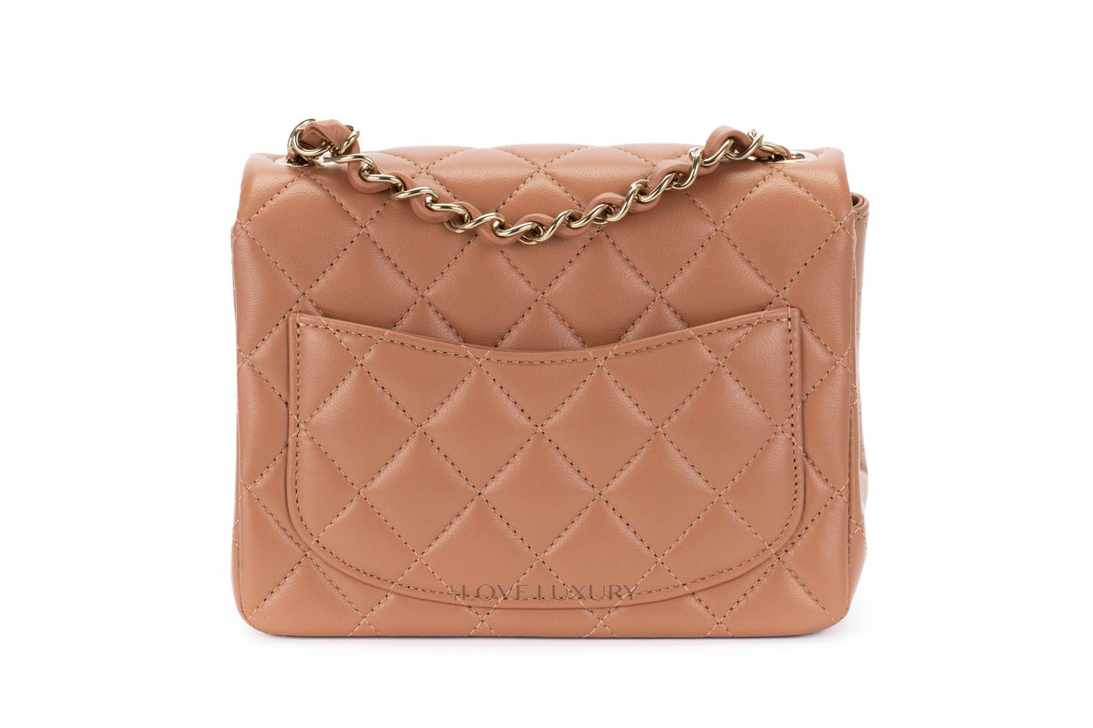 Chanel Mini Square Classic Flap 22S Caramel Lambskin Gold Hardware - view 3