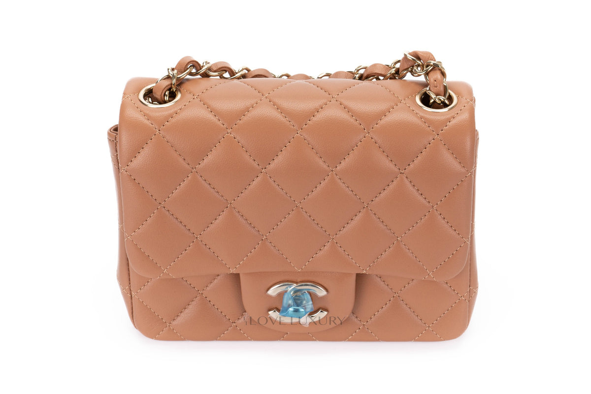 Chanel Mini Square Classic Flap 22S Caramel Lambskin Gold Hardware - view 8