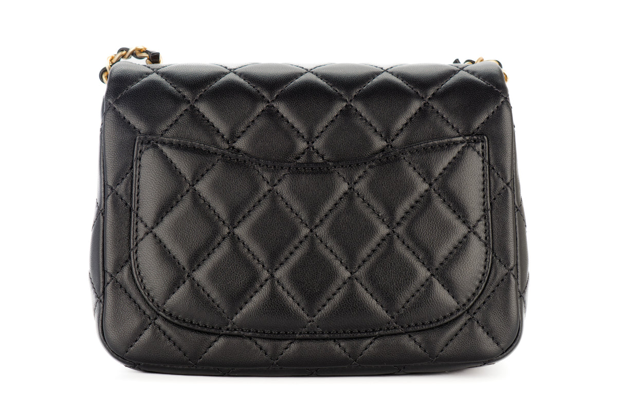 Chanel Mini Square Bag Crush Black Lambskin Gold Hardware - view 3