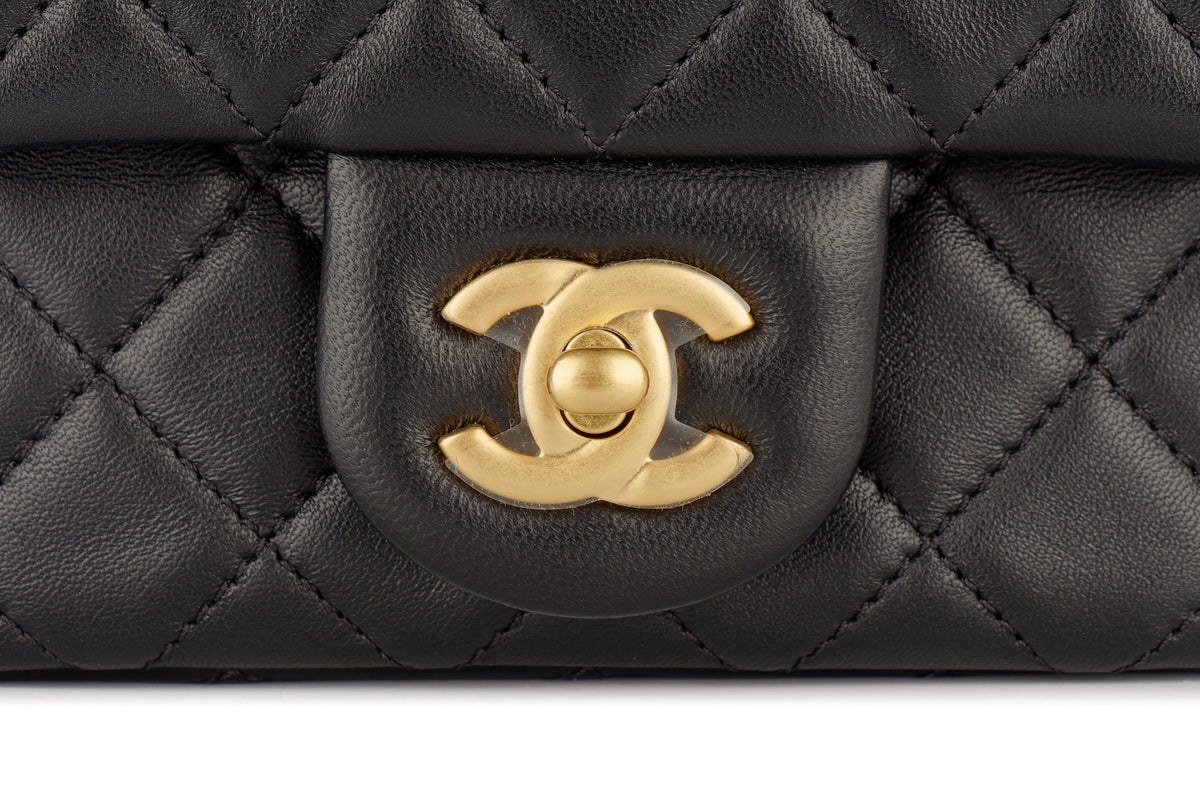 Chanel Mini Square Bag Crush Black Lambskin Gold Hardware - view 7