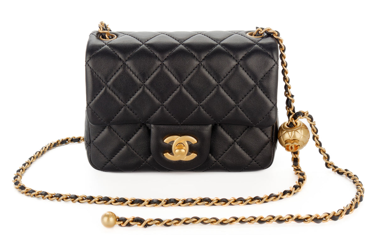 Chanel Mini Square Bag Crush Black Lambskin Gold Hardware - view 8