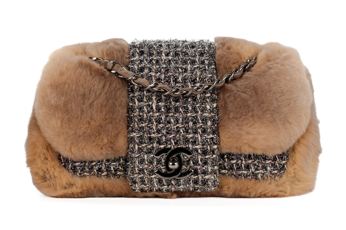Chanel Bag Mink Fur Tweed Silver Hardware - view 1