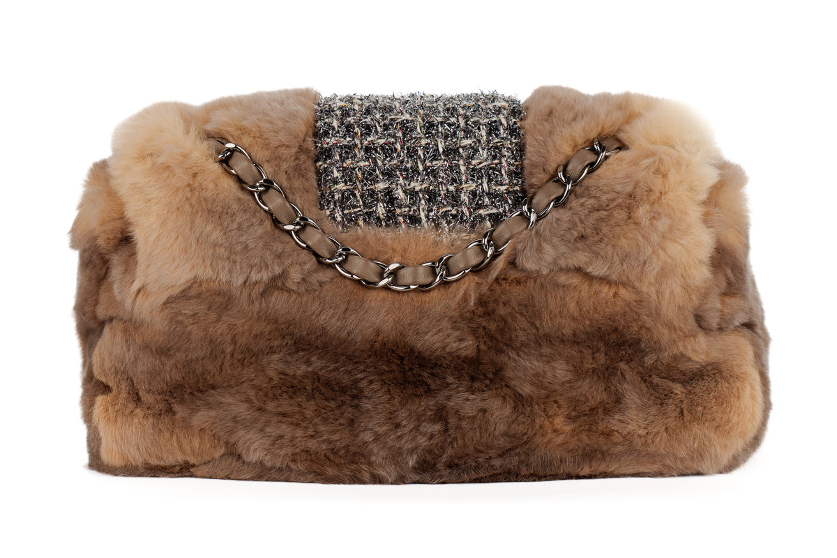 Chanel Bag Mink Fur Tweed Silver Hardware - view 3