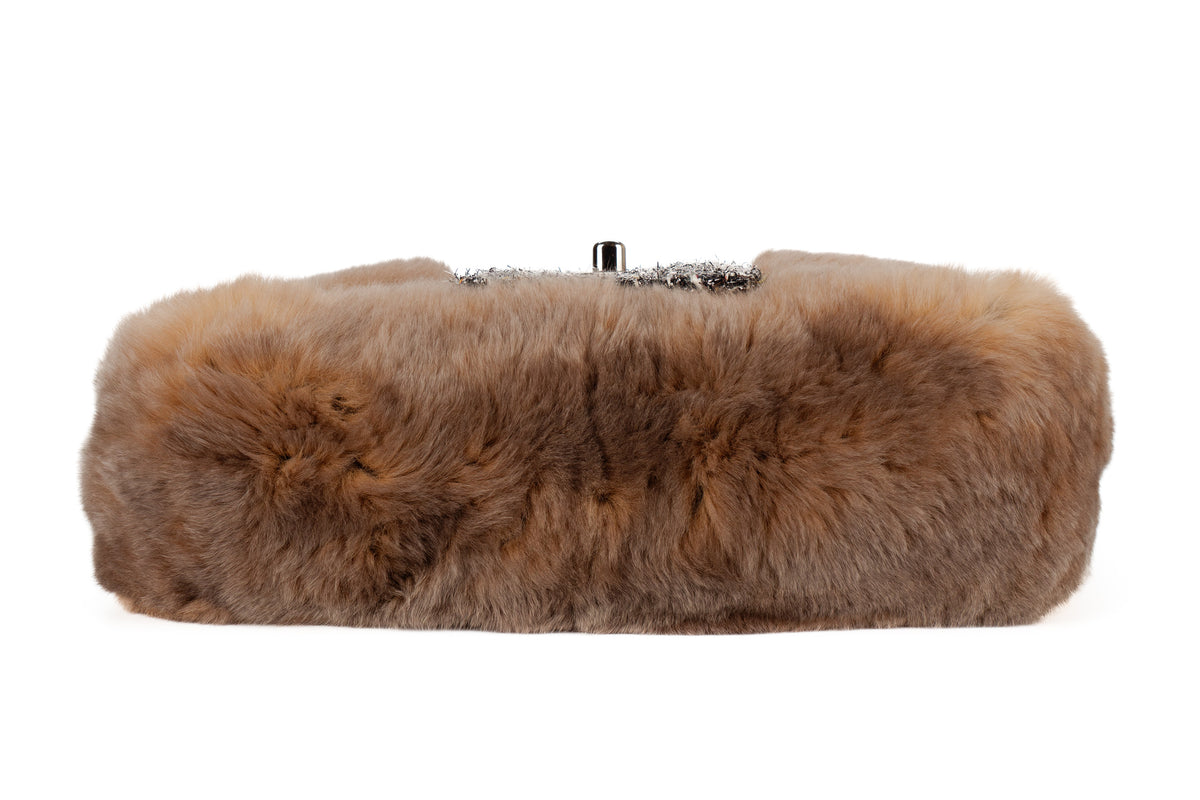 Chanel Bag Mink Fur Tweed Silver Hardware - view 6