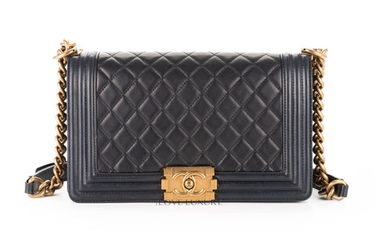 Chanel Medium Boy Old Navy Lamskin Gold Hardware - view 1