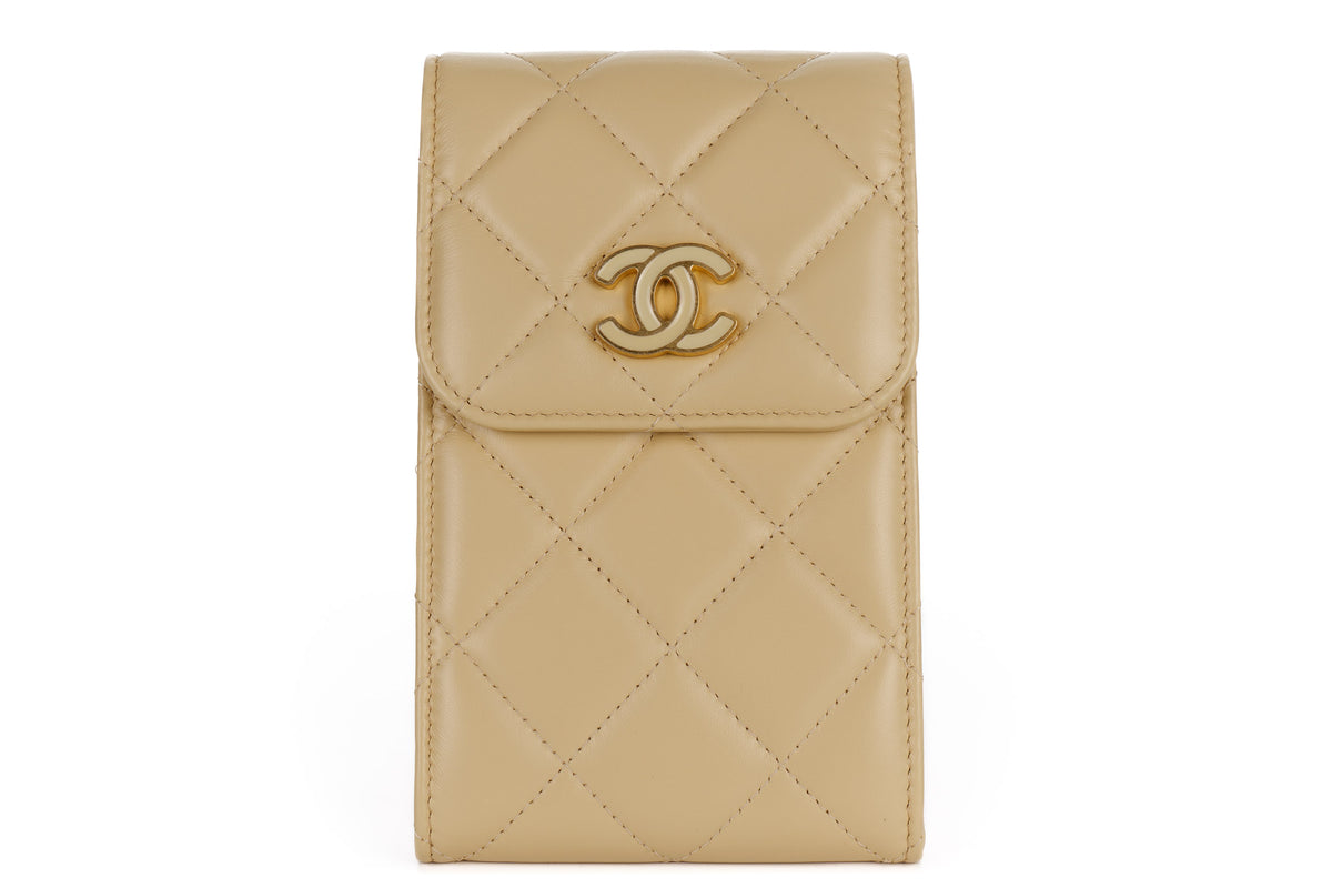 Chanel Bag Phone Holder Chain Cream Lambskin Gold Hardware - view 1
